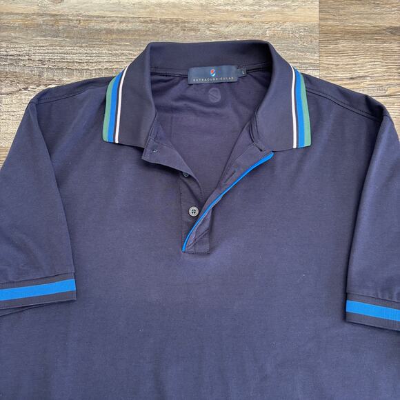 Extracurricular Golf Polo Shirt Navy Blue Lavender Mens L Athletic Performance - Picture 1 of 8